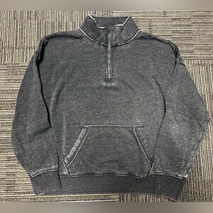 Women’s large Weathered looking quarter zip gray tone sweatshirt by hippie Rose